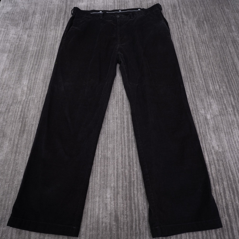 Haggar Corduroy Pants Mens 42x32 Black Excellent Classic Fit Stretch Trousers